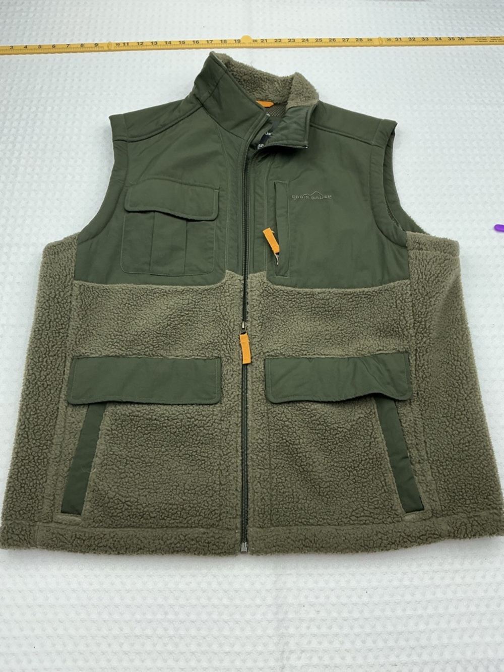 Eddie Bauer Olive Green Sherpa Fleece Vest